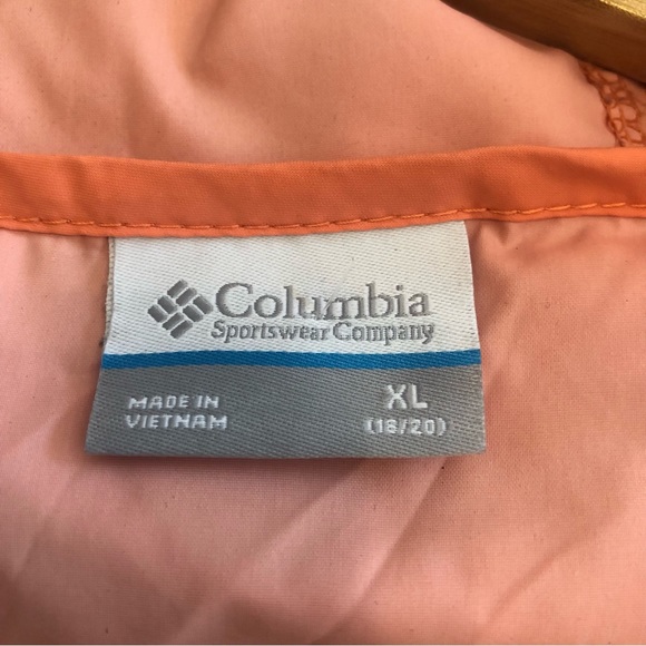 Columbia Muted Orange Hooded Zip Up Lightweight Spring Jacket Youth XL 18/20 - Picture 2 of 12